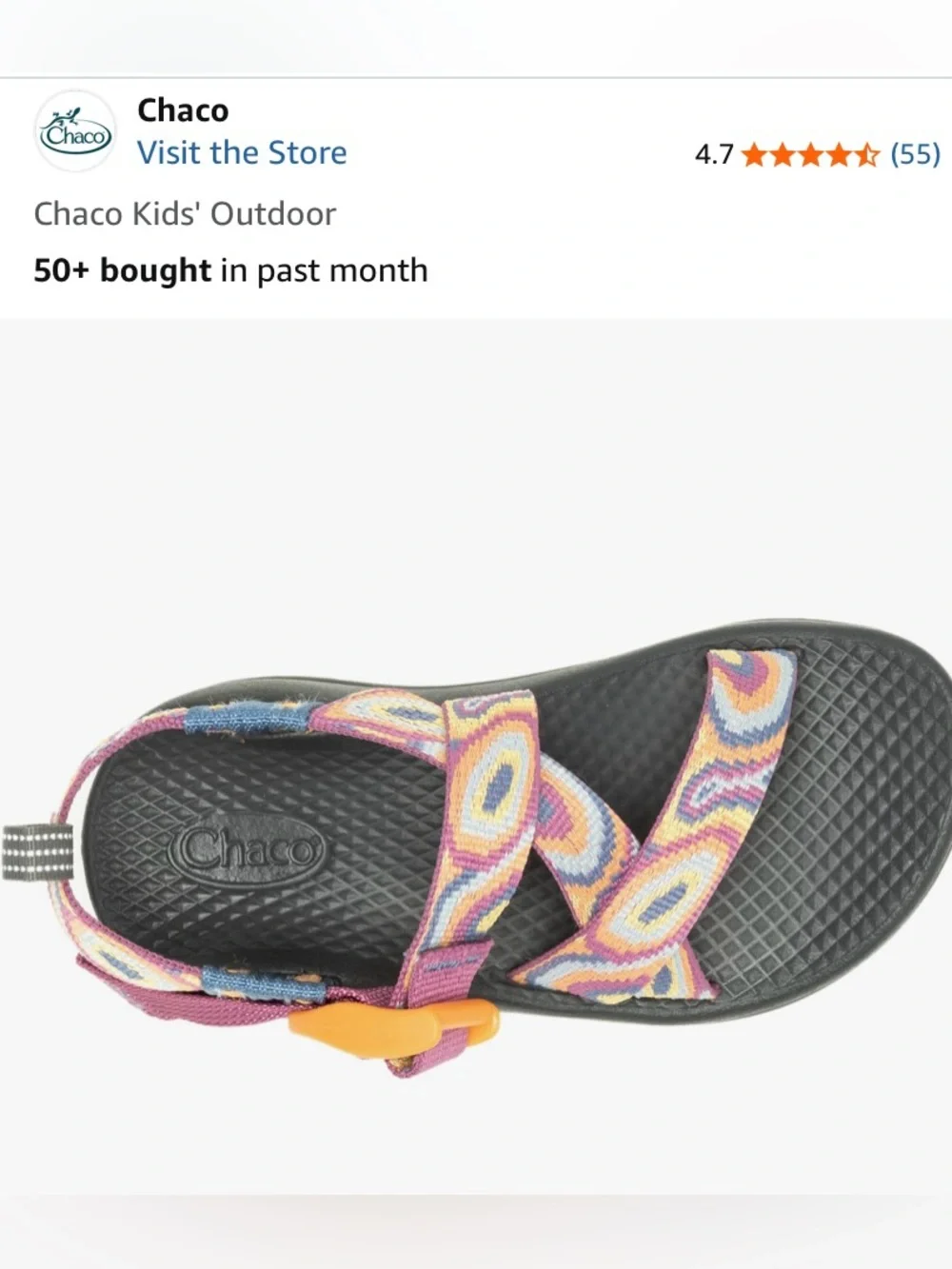 Chaco Kids' Outdoor Sandal in Purple with Multicolor Straps
